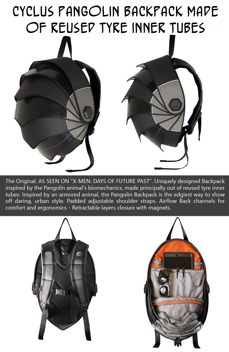 Cyclus Pangolin Backpack made of reused tyre inner tubes