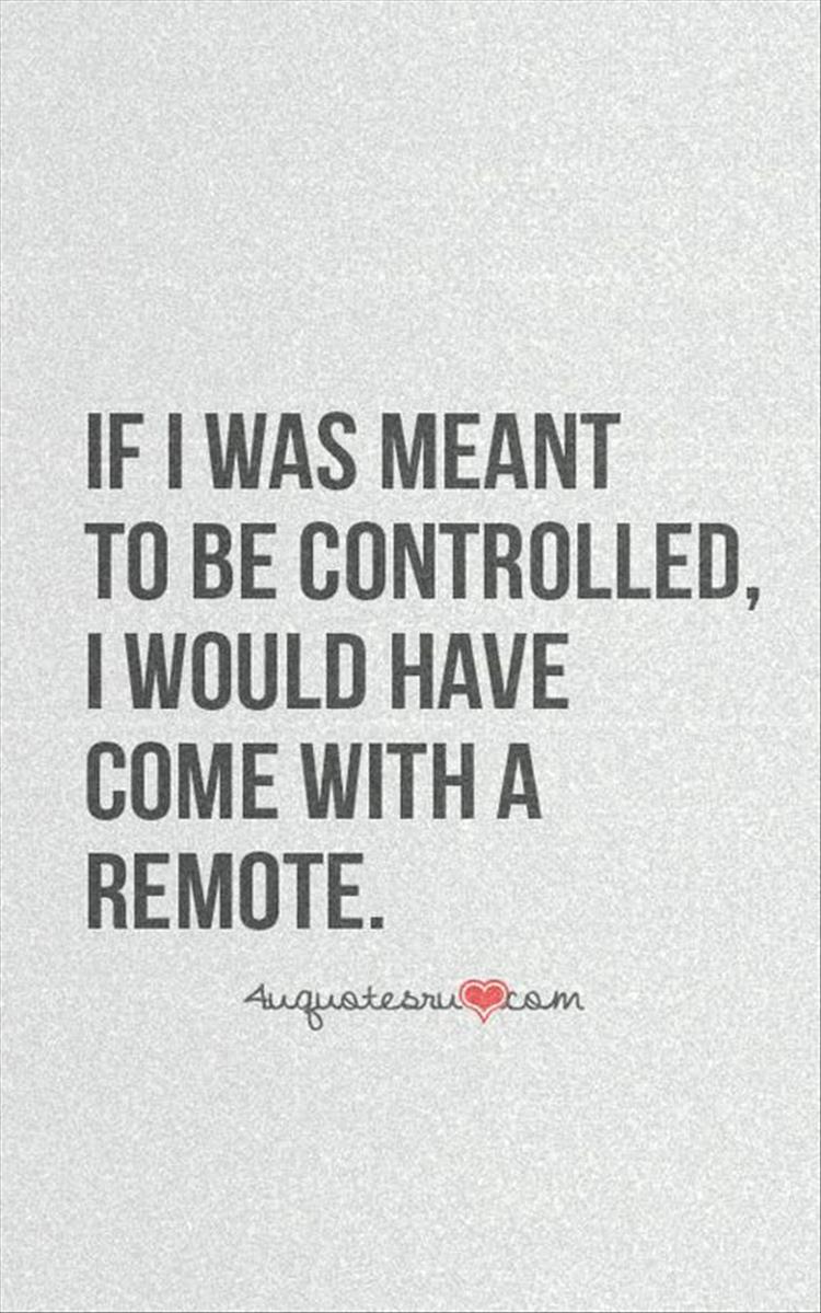If I was meant to be controlled I would've come with a remote