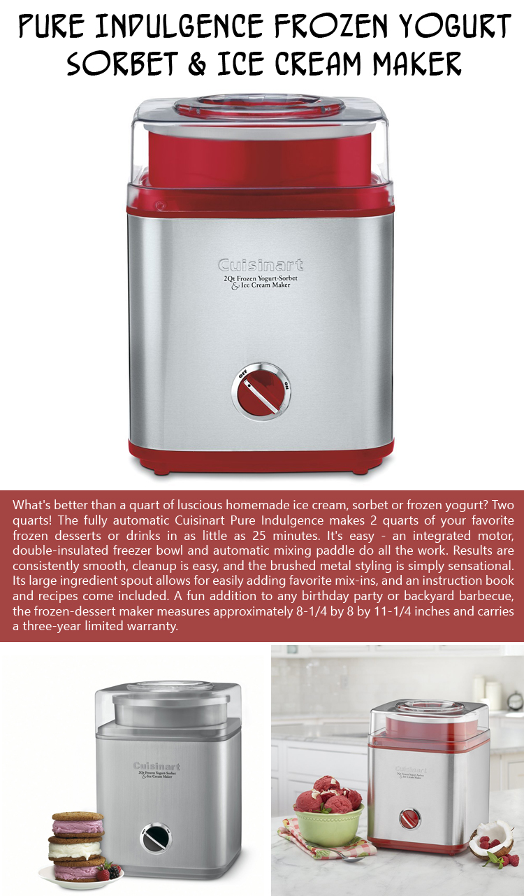 Pure Indulgence Frozen Yogurt Sorbet & Ice Cream Maker