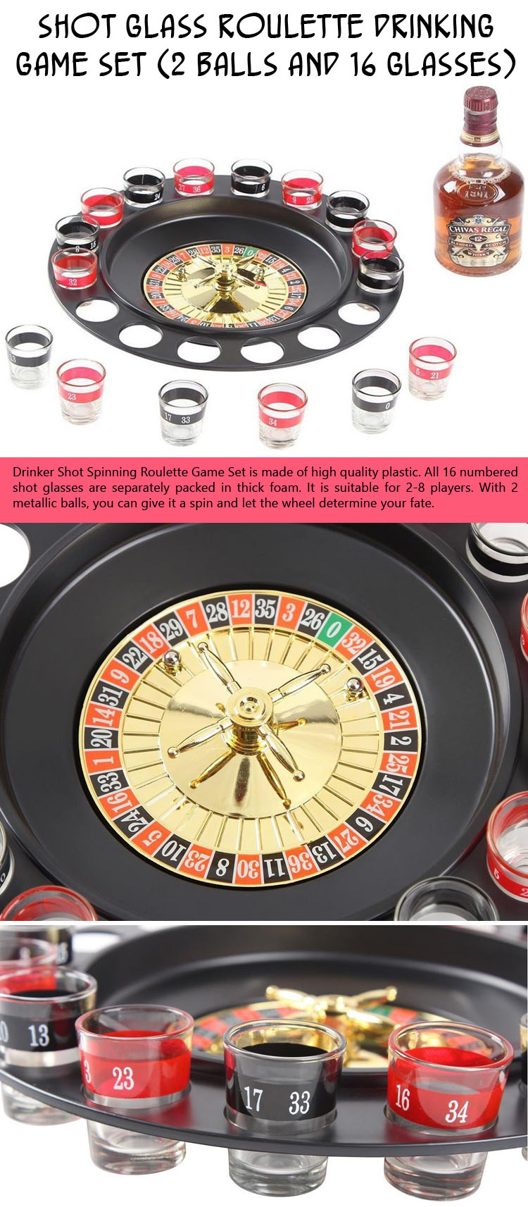 Shot Glass Roulette Wheel Drinking Game