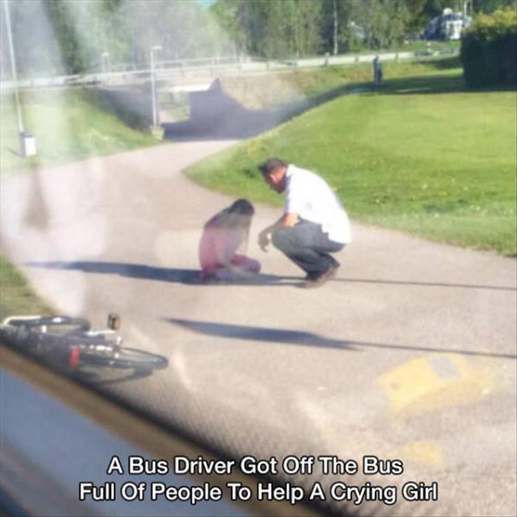 bus driver helps little girl