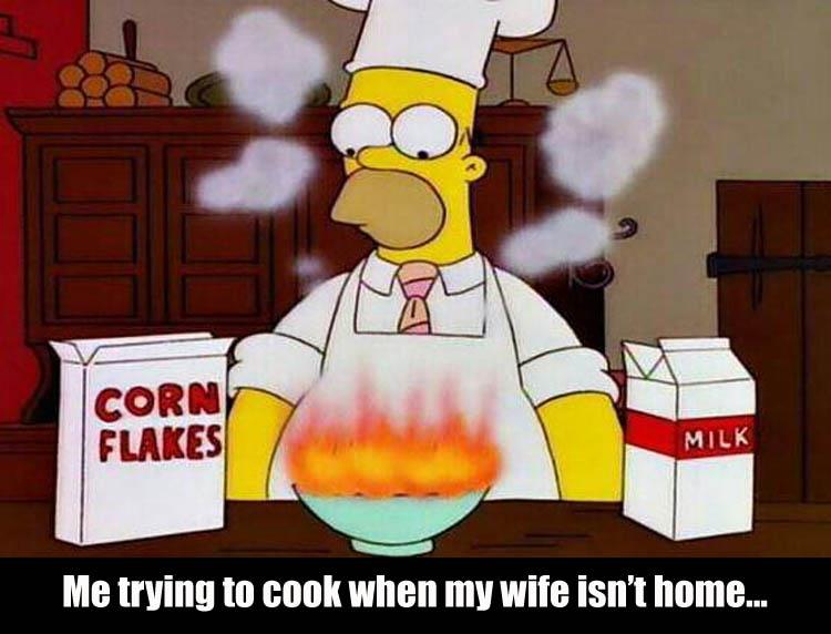 me trying to cook when my wife isn't home