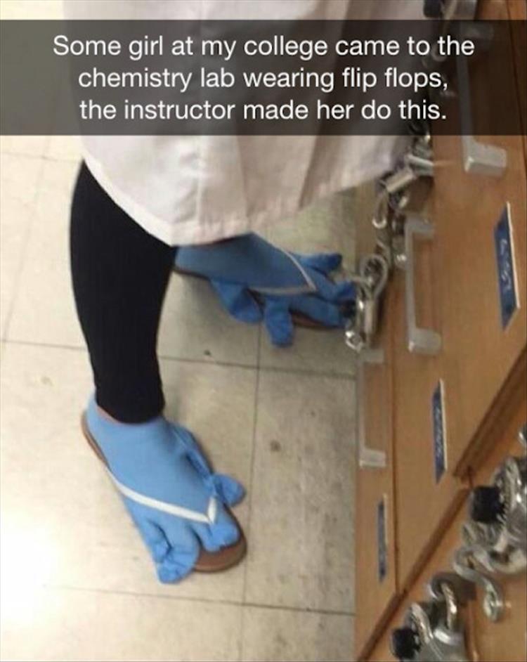 wearing flip flops