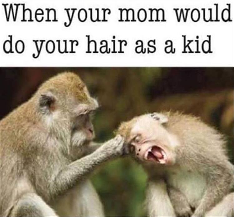 mom doing my hair