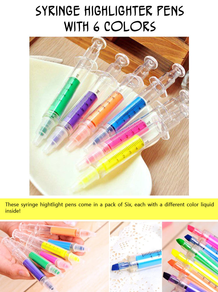 syringe-highlighter-pens-with-6-colors