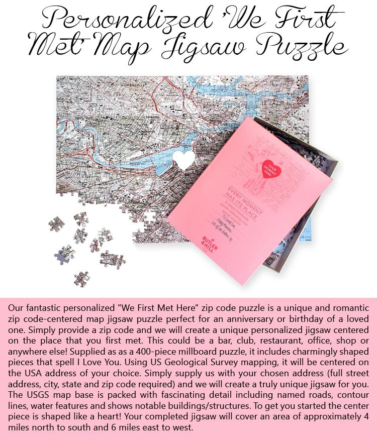 Personalized 'We First Met' Map Jigsaw Puzzle