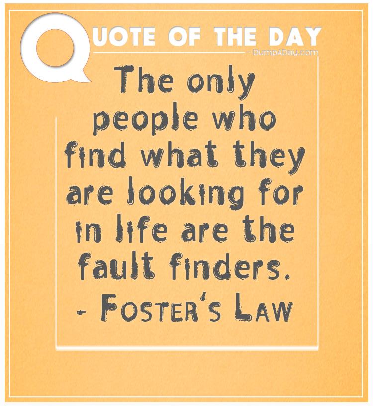 The only people who find what they are looking for in life are the fault finders
