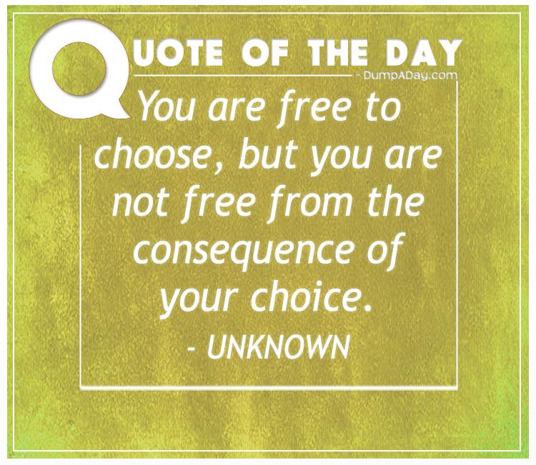 You are free to choose, but you are not free from the consequence of your choice