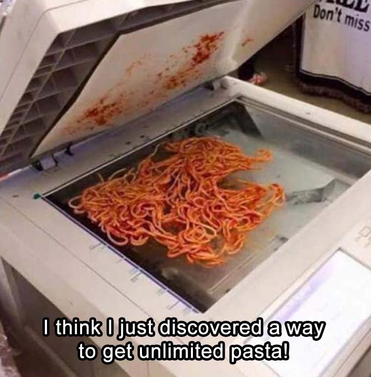 the amazing moment when you discover a way to have unlimited pasta