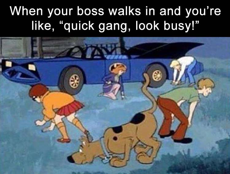when your boss walks in and you all have to look busy