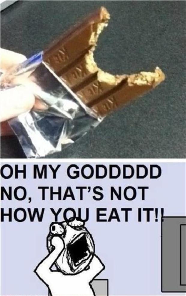 funny ocd pictures, eating a kit kat.